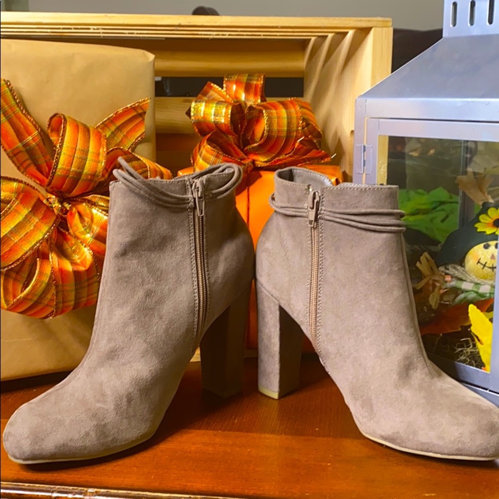 Gray Heeled Booties